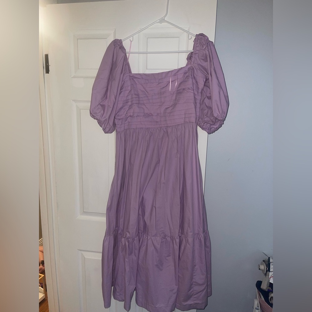 Abercrombie & Fitch Emerson Poplin Puff Sleeve Midi Dress